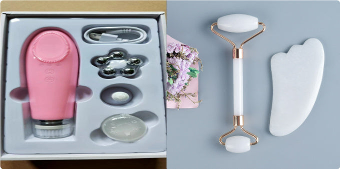 Lunova™ Premium Set za Masažu Lica – Gua Sha & Jade Roller