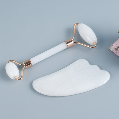 Lunova™ Premium Set za Masažu Lica – Gua Sha & Jade Roller