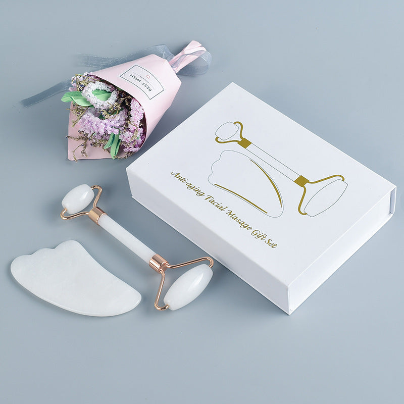 Lunova™ Premium Set za Masažu Lica – Gua Sha & Jade Roller