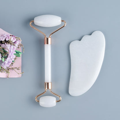 Lunova™ Premium Set za Masažu Lica – Gua Sha & Jade Roller