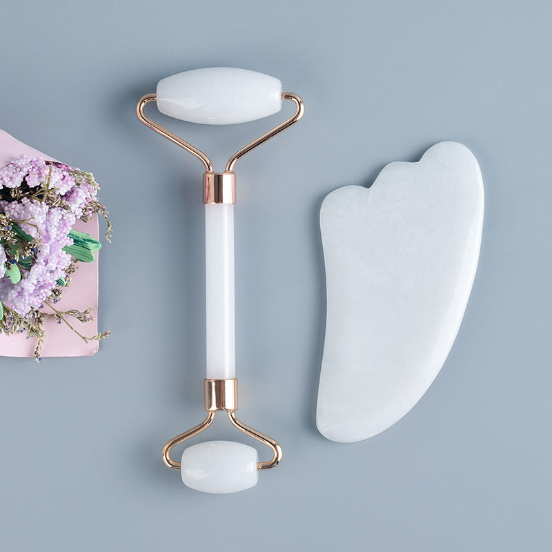 Lunova™ Premium Set za Masažu Lica – Gua Sha & Jade Roller