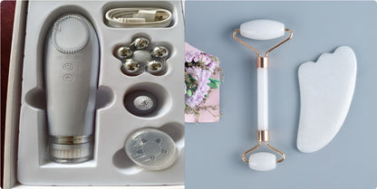 Lunova™ Premium Set za Masažu Lica – Gua Sha & Jade Roller